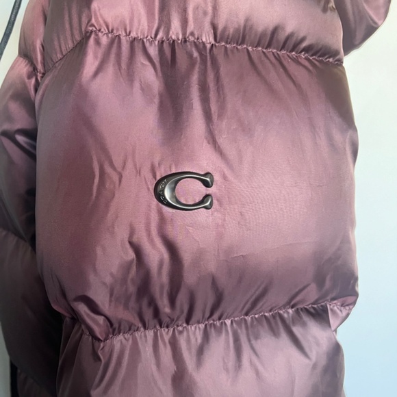 NWT Coach Quilted Long Puffer Coat Bordeaux Winter Jacket Maroon Faux Fur MEDIUM - Picture 7 of 14